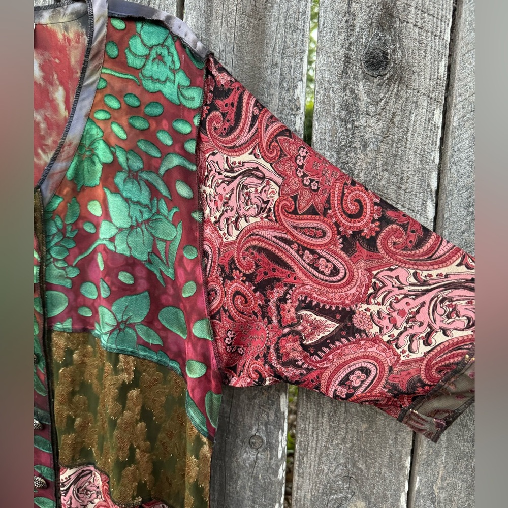 Sterling Styles Silk Patchwork Tunic Top One Size… - image 5